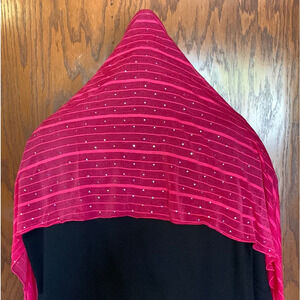 Shawl Mantilla Veil Sequin with Fringes Pink